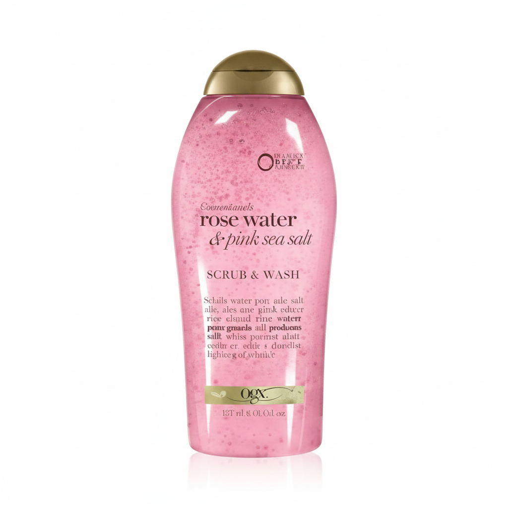 OGX Sensitive Rose Water & Pink Sea Salt Scrub Wash